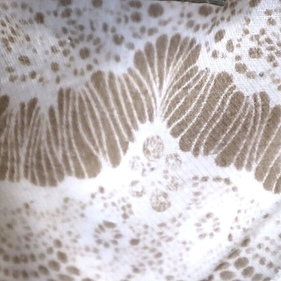 METALLIC CREAM LACE BLOUSE L Ivory White Gold Swim Cover Sheer Lined Boxy Summer - Picture 3 of 9